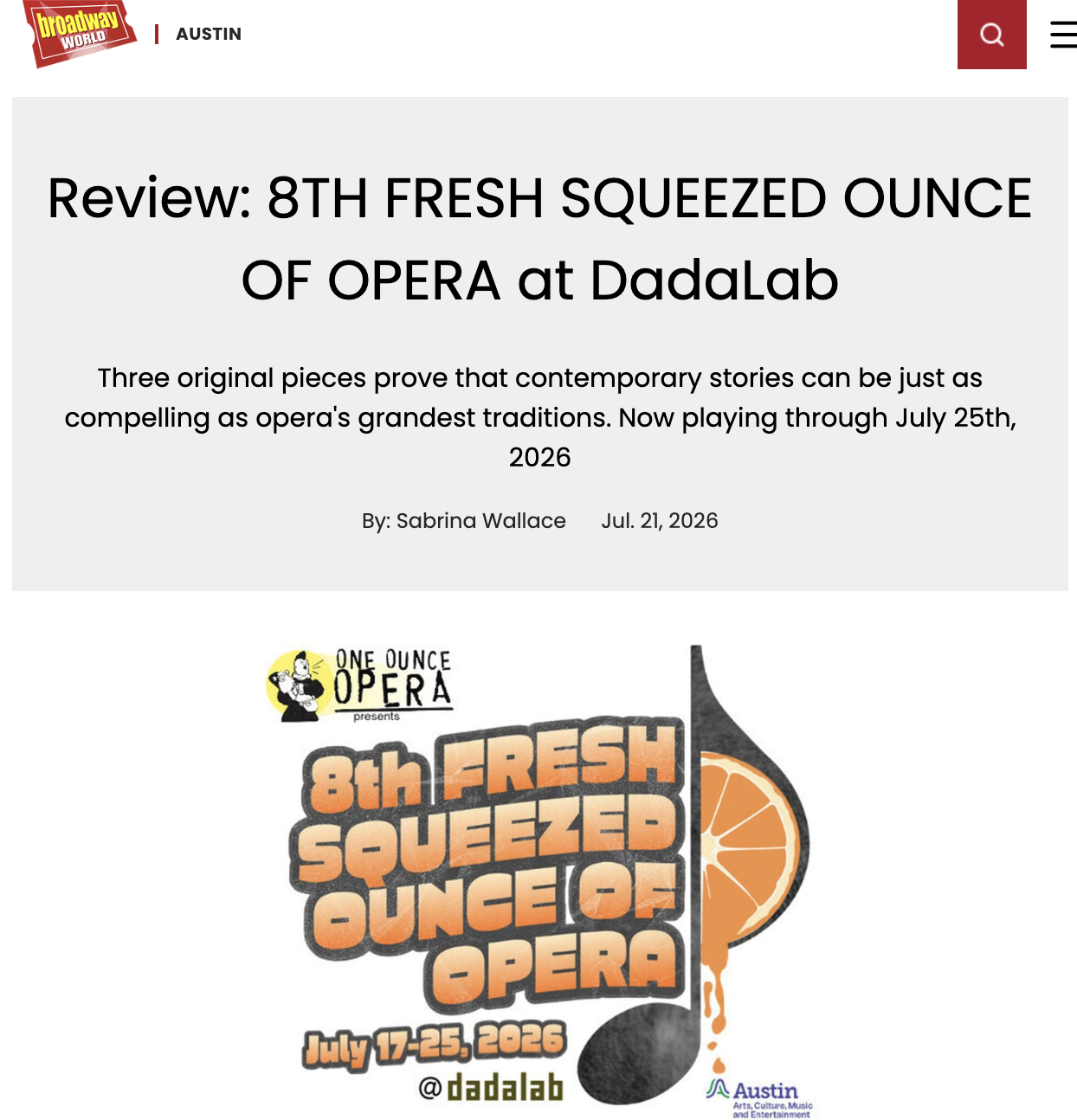 Press - One Ounce Opera Production Company